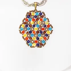 Pendant 30cm - Xochitl Oval-Khaki Braid - Pendant 30cm - Laiton bronze